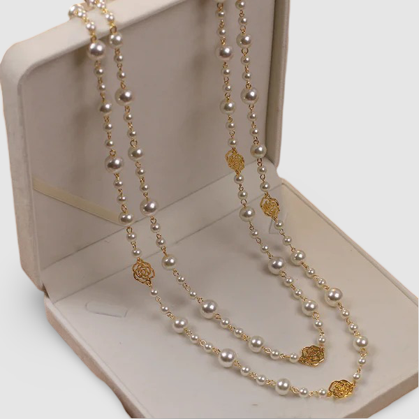 Elegant Gold Pearl Necklace