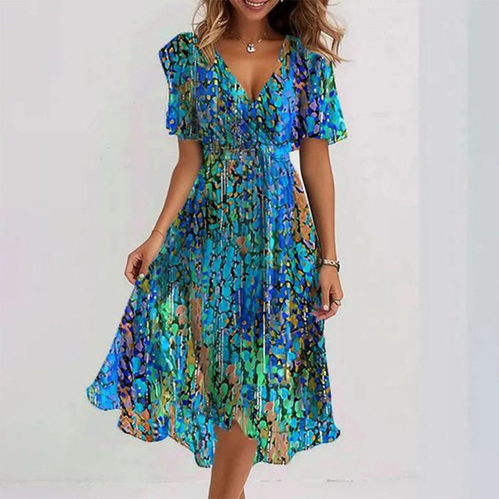 Viera Bloom | Abstract Midi Dress