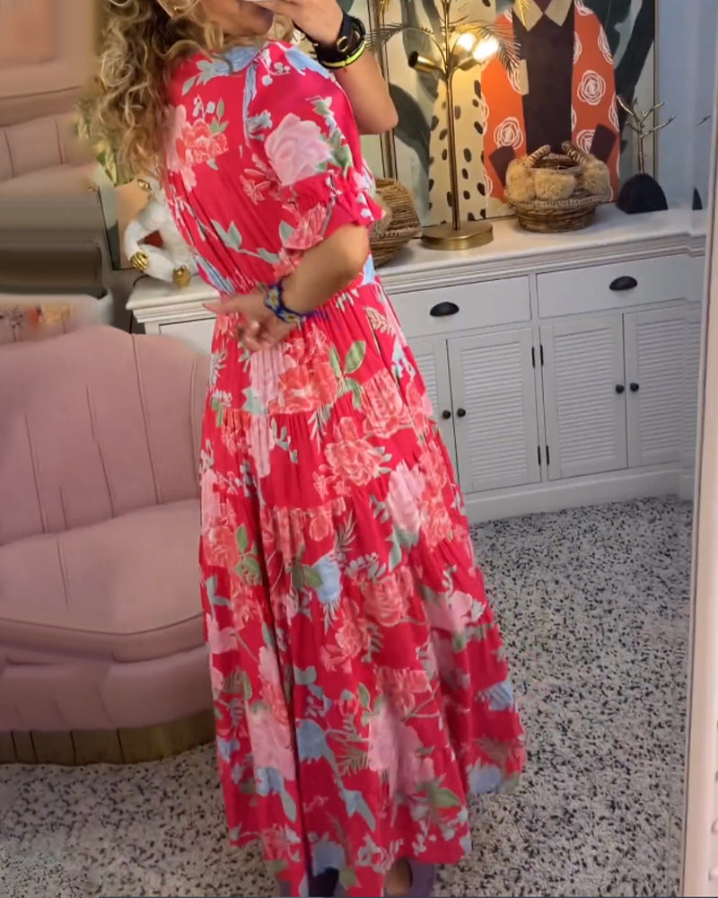 Celeste | Floral Print V-neck Pocket Dress