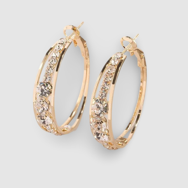 Crystal Gold Hoop Earrings