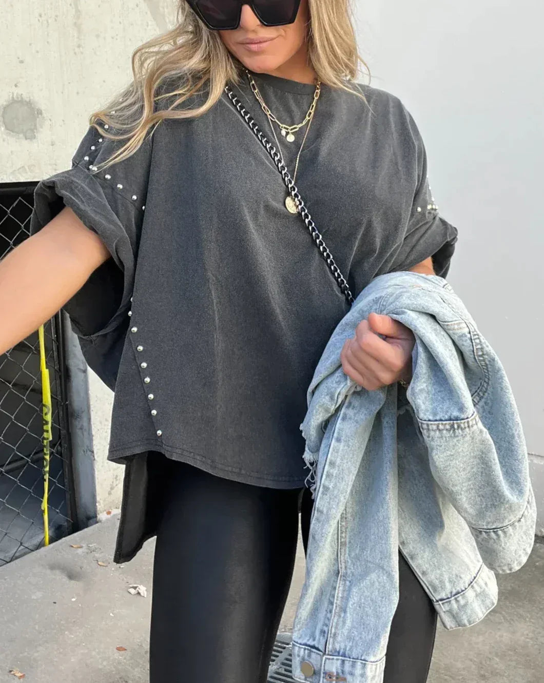 Kaia | Studded Oversized Tee