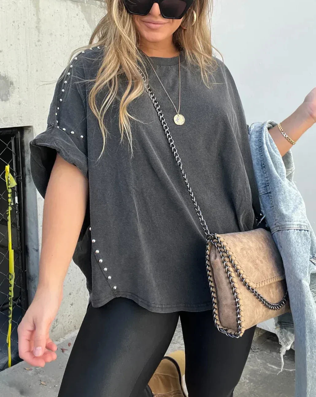 Kaia | Studded Oversized Tee
