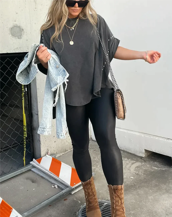 Kaia | Studded Oversized Tee